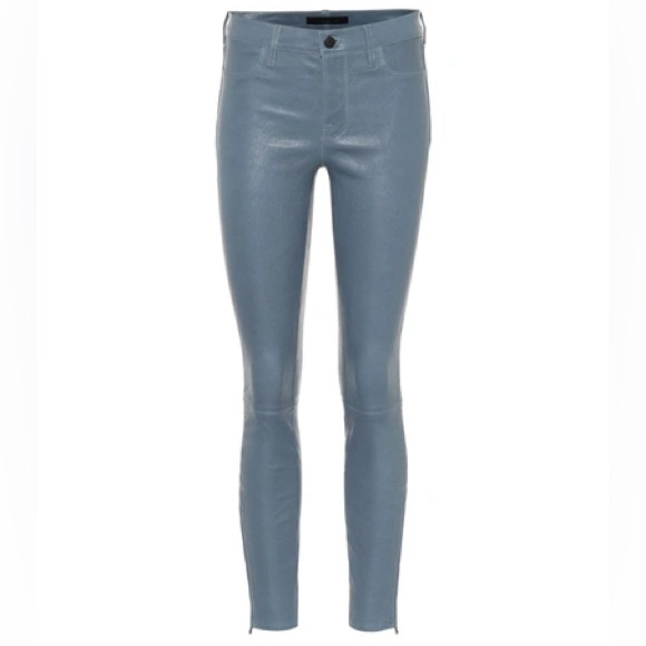 New J Brand Blue gray stretch lamb leather Pants size xs - Picture 2 of 14